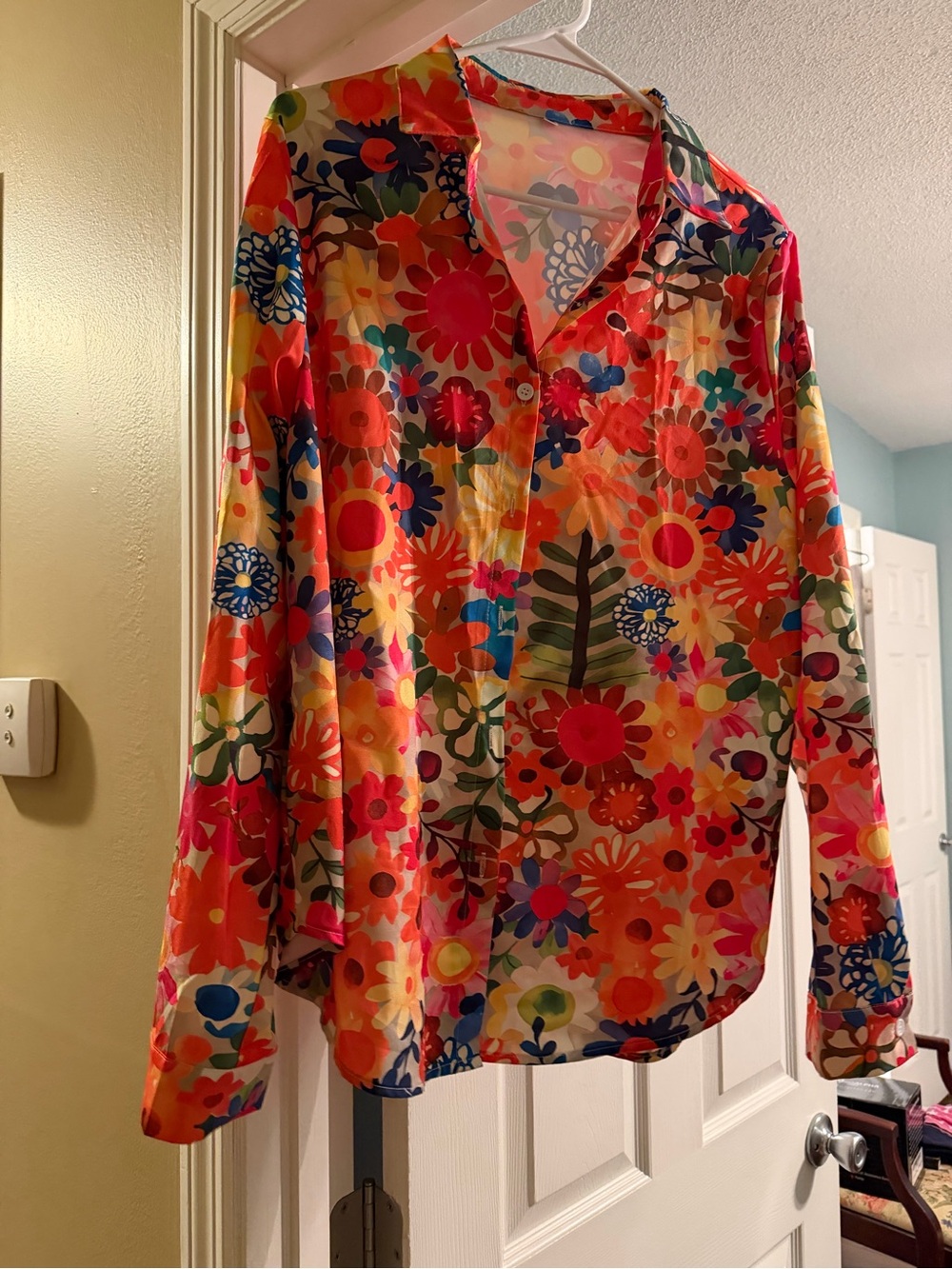 SHEIN Multicolor Floral Button-Up Blouse